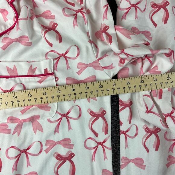Benny + Co By KenzKustomz Bow Print Pajamas Two Piece AOP Long Sleeve Sz M - Picture 5 of 11